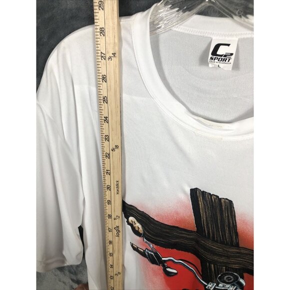 Men’s T-Shirt Driven By The Spirit White Cross Biker Shirt Size Adult L C2 Sport - Picture 6 of 8